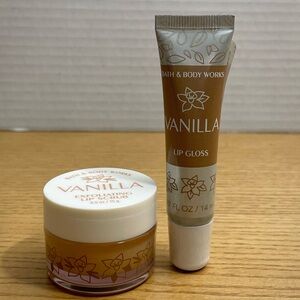 Bath & Body Works Vanilla Exfoliating Lip Scrub & Lip Gloss New Stocking Stuffer